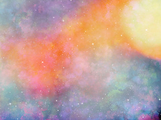 star field in galaxy space with nebula, abstract watercolor digital art painting for texture backgro