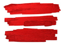 Red Brush Stoke Texture On White Background Vector Illustration
