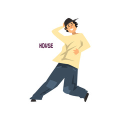 Canvas Print - Young man dancing house dance vector Illustration on a white background