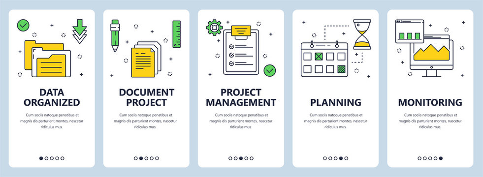 vector modern thin line project management concept web banner set