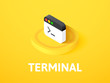 Terminal isometric icon, isolated on color background