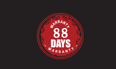 88 days warranty icon vintage rubber stamp guarantee