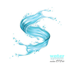 Wall Mural - Vector realistic blue water splash paint