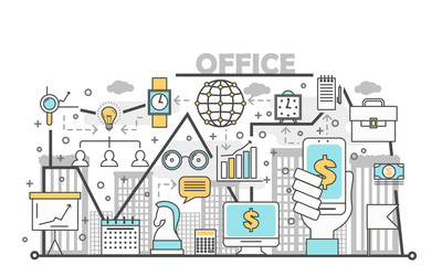 Canvas Print - office concept vector illustration in flat linear style