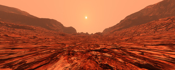 Wall Mural - 3d rendering planet mars lanscape