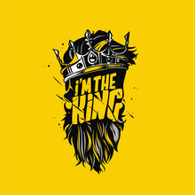 Minimal Logo Of King Crown And Beard Vector Illustration Design.