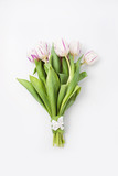 Fototapeta Tulipany - spring flowers on a white background in the studio. tulips