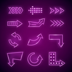 Poster - Realistic Detailed 3d Neon Arrow Set. Vector