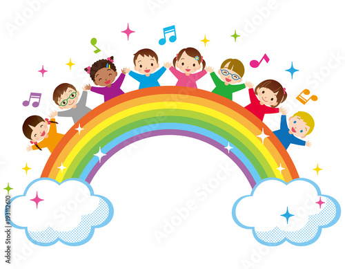 虹と世界の子供たち Stock Illustration Adobe Stock