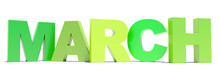 March Green Text Title Calendar Background On White