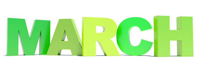 Wall Mural - march green text title calendar background on white