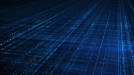 Wall Mural - blue sci-fi grid information technology concept