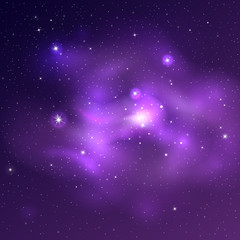 Wall Mural - vector bright universe background with purple and blue nebulas and shiny stars