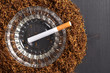 Tobacco and cigarette in ashtray