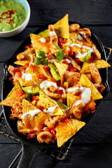 Chicken tortilla nachos with cream sauce