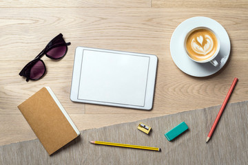 Wall Mural - Empty tablet with copy space as flat lay and template