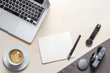 Wall Mural - Blank notebook with copy space as flat lay from above