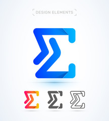 vector abstract letter e logo template. sigma sign icon. material design, flat and line art style. o