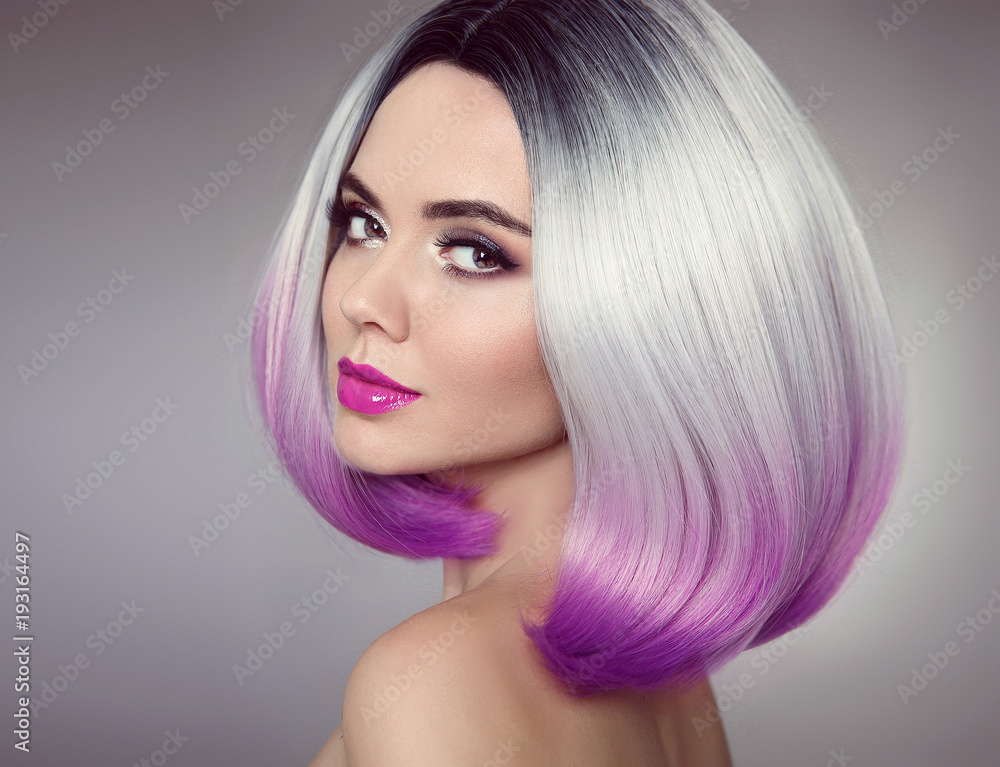 Foto Auf Aludibond Bob Hairstyle Colored Ombre Hair