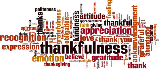 Thankfulness word cloud