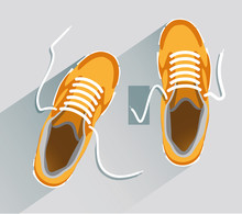 Shoes. Shoes In Flat Style. Shoes Top View. Fashion Shoes. Fashion Shoes Orange. Vector Illustration Eps10 File