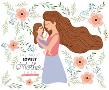 Happy Mothers Day Lifting A Daughter Vector Illustration Design
