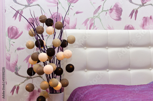 Cotton Light Balls String In Brown Beige And White Colors