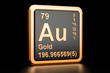 Gold aurum Au chemical element. 3D rendering