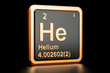 Helium He chemical element. 3D rendering