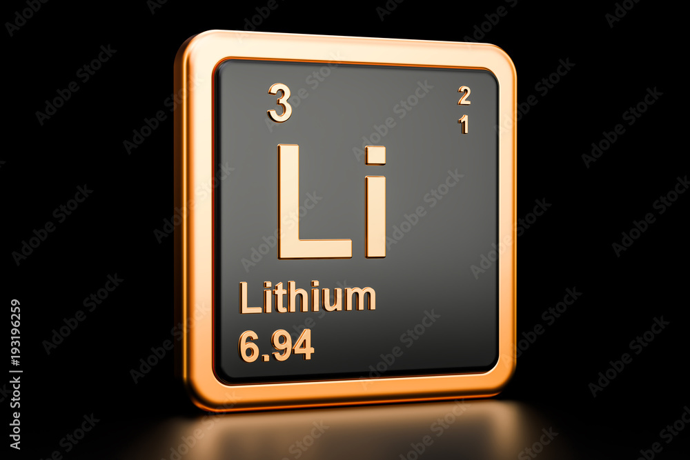 Lithium Li chemical element. 3D rendering - obrazy, fototapety, plakaty 