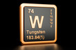 Tungsten W wolfram chemical element. 3D rendering
