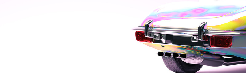 Holographic car 3d illustration