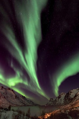 Wall Mural - Aurora Borealis (northern lights) in North Norway - Tromso, Kvaloya, Ersfjordbotn