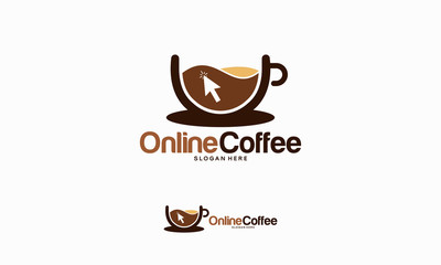 Wall Mural - Online Coffee logo designs concept vector, Coffee Cup logo designs template