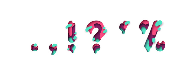 Wall Mural - punctuation marks comma point, an exclamation and interrogative, sing question. design 3d sign isola
