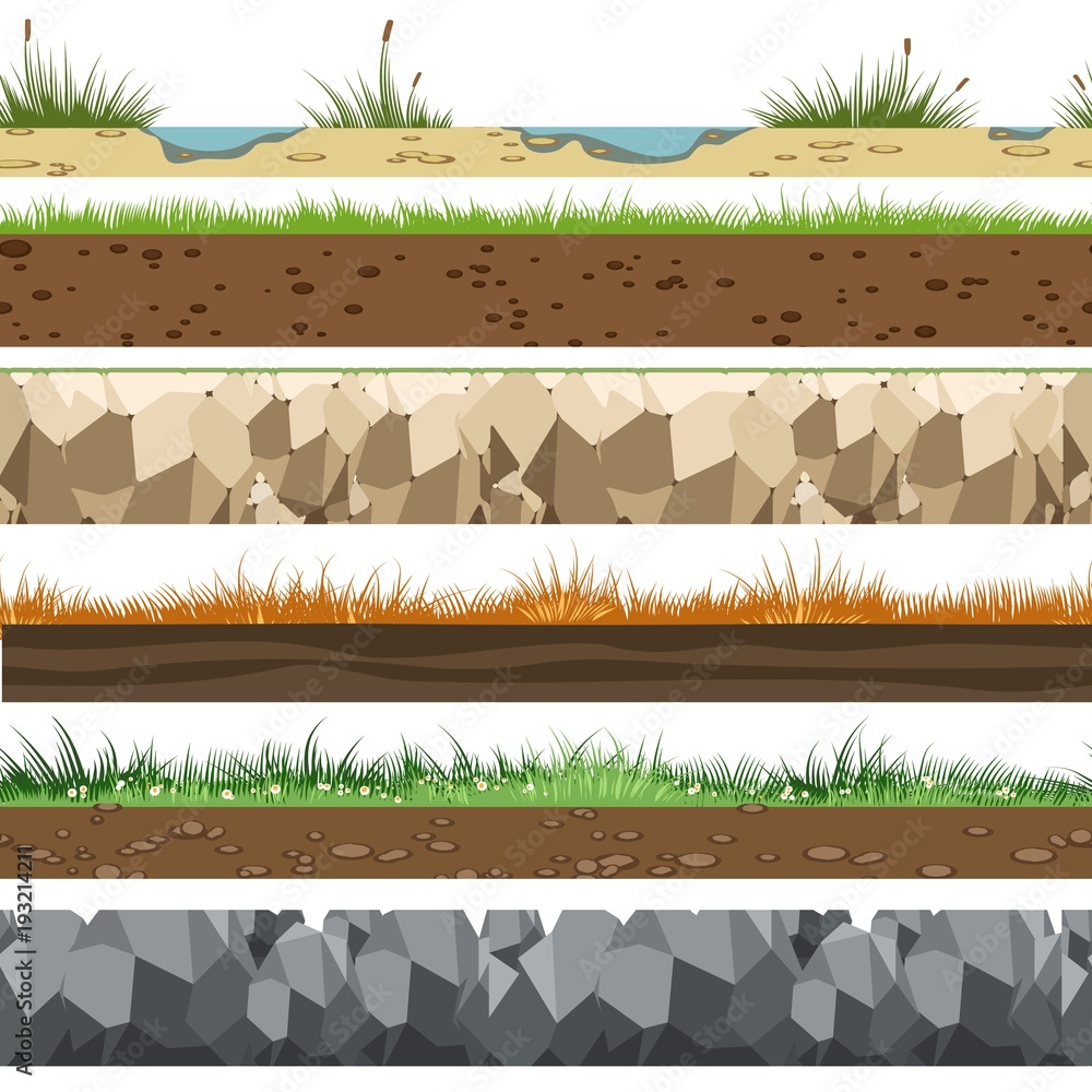 Soil With Rocks Pattern Soil horizontal patterns. Underground of land layers with rocks ...