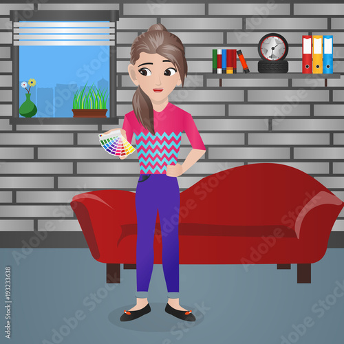 Female Interior Designer Holding Color Palette Buy This