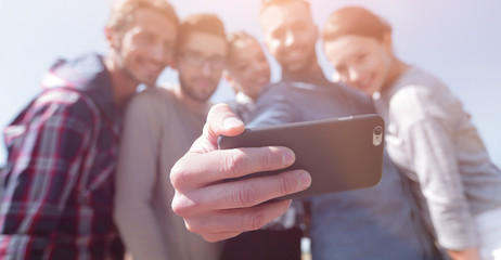 Canvas Print - group of students taking a selfie