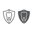 © amin268 - Dental protection line and glyph icon, stomatology and dental, tooth in shield sign vector graphics, a linear pattern on a white background, eps 10.