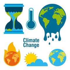 Wall Mural - climate change temperature planet world fire melted time vector illustration
