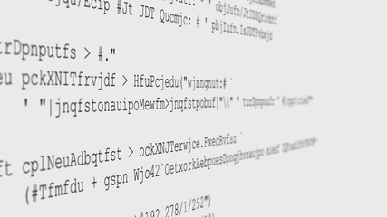 Program code moving on the screen.