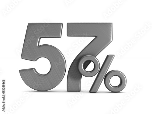 Fotografie, Obraz fifty seven percent on white background. Isolated 3D illustration