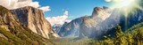 Panorama Yosemite National Park im Gegenlicht
