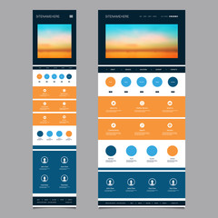 Wall Mural - responsive website design template for your business with sunset sky image background - dusk, clouds