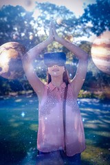 Wall Mural - composite image of composite image of solar system against white