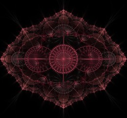 Wall Mural - Dark purple fractal mandala on black background