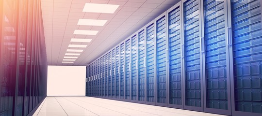 Wall Mural - empty hallway of tower servers