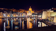 Night panoramic view of the city Kalkara and St.Joseph Church, city that is included in the landmarks of Malta