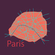 Flat Urban city map of Paris, France