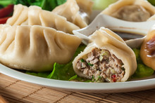 Japanese Dumplings - Gyoza With Pork Meat And Vegetables